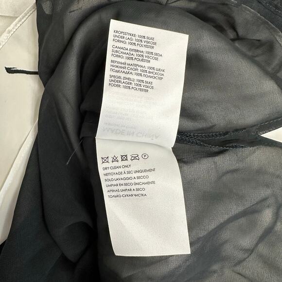 Club Monaco Women’s 14 Silk Double V-Neck Mini Dress White Black Floral Slip NWT - Picture 8 of 10